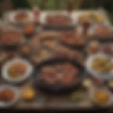 Celebrating Culture Through a Barbecue Feast A beautifully arranged table set for a barbecue feast, capturing the essence of cultural gatherings.