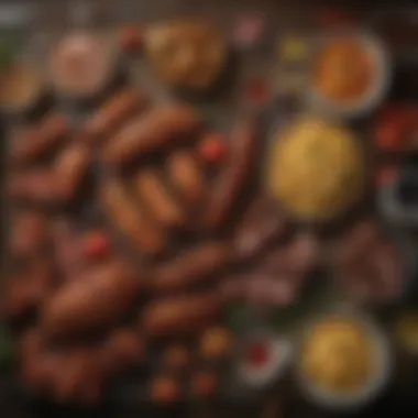 The Essence of Quality Ingredients in Barbecue An array of fresh ingredients used in barbecue preparations, highlighting their quality and variety.