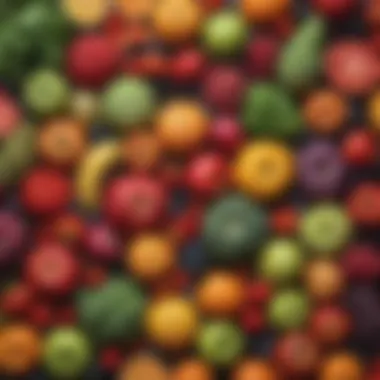 Colorful Fruits and Vegetables Assortment of colorful fruits and vegetables indicating a healthy vegan lifestyle