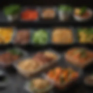 Balanced Vegan Meal Prep A well-organized meal prep setup featuring containers filled with balanced vegan dishes