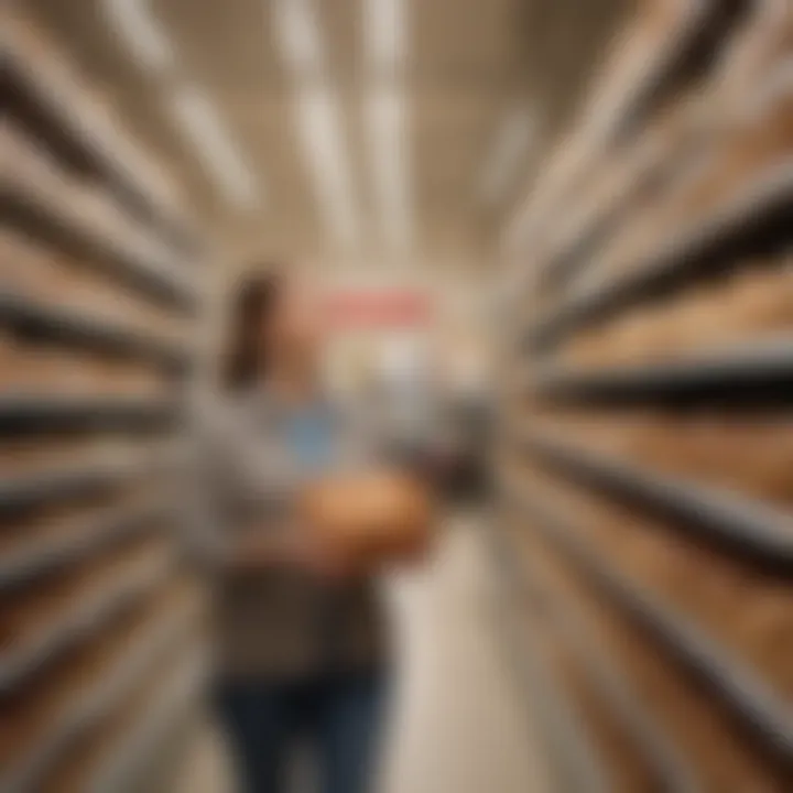 A shopper exploring the bread aisle in a local store