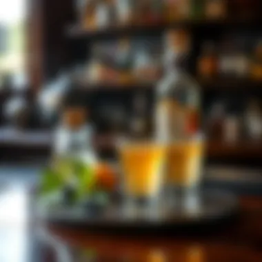 Essential Components of a White Tea Shot Ingredients for white tea shot displayed on a bar counter